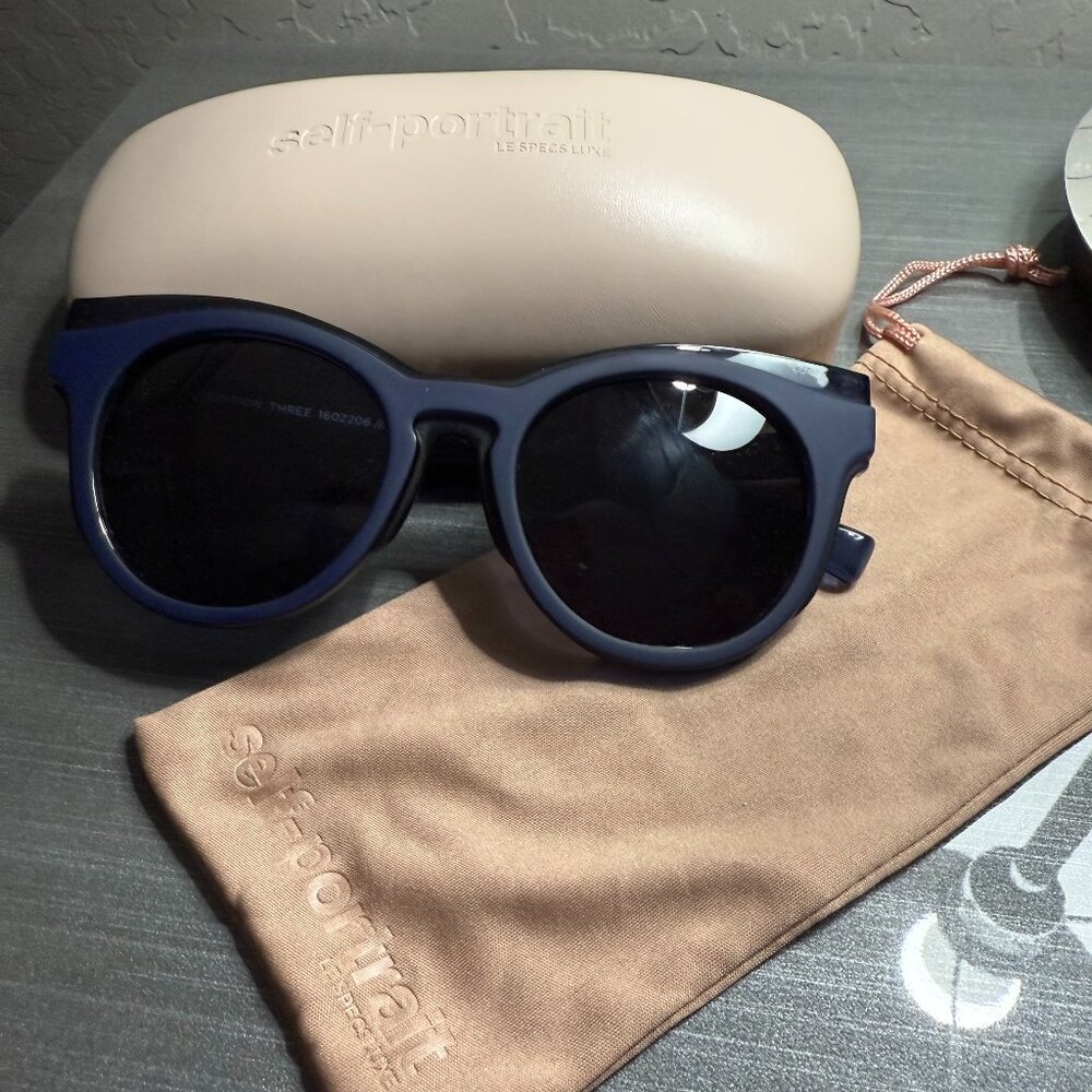NWOT Self Portrait x Le Specs Luxe | Cat Eye Sunglasses | Navy | 51mm